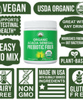 Organic Acacia Senegal Prebiotic Fiber Powder. Usda Organic Plant Based Vegan Prebiotics Supplement For Gut Health. With Digestiv