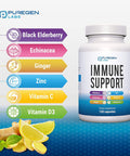 6 In 1 Immune Support 120 Capsules With Powerful Blend Of Elderberry, Echinacea, Ginger, Vitamin C 650Mg, Vitamin D3 5000 Iu & Zinc Picolinate 30Mg- Immune Booster Supplement For Adults And Kids