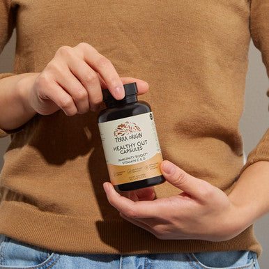 Terra Origin Healthy Gut Capsules With Immunity Boost | 90 Capsules | Digestive Support Including Intestinal Permeability, Ibs, Bloating, Gas And Constipation* 30 Servings/90 Capsules.
