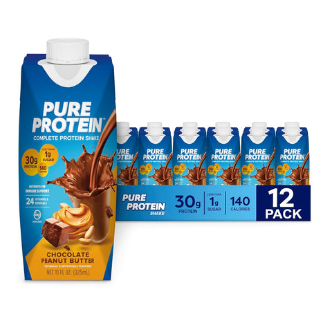 Pure Protein Vanilla Protein Shake, 30g Complete Protein, 12 Ct | Ready to Drink and Keto-Friendly, Vitamins A, C, D, and E plus Zinc to Support Immune Health, 11oz Bottles