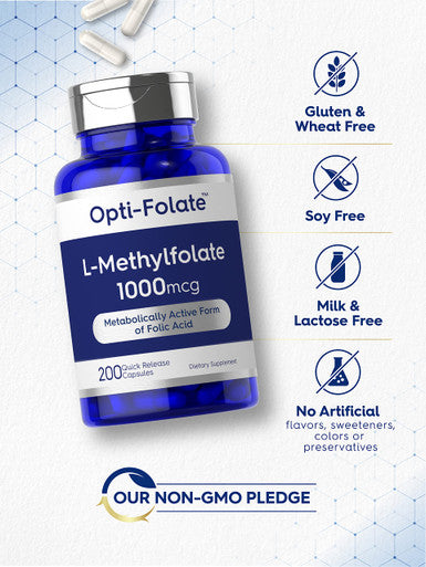 L Methylfolate 1000Mcg | 200 Capsules | Value Size | Optimized And Activated | Non-Gmo, Gluten Free | Methyl Folate, 5-Mthf