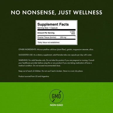 Swanson Ovarian Glandular Supplement - Women's Glandular Health and Balance Support - Premium Bovine Tissue - 60 Capsules 250mg Each