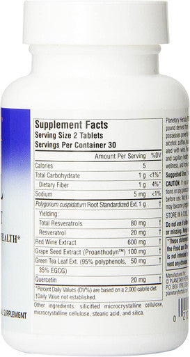 Planetary Herbals Resveratrol Extract with Red Wine Tablets, 60 Count
