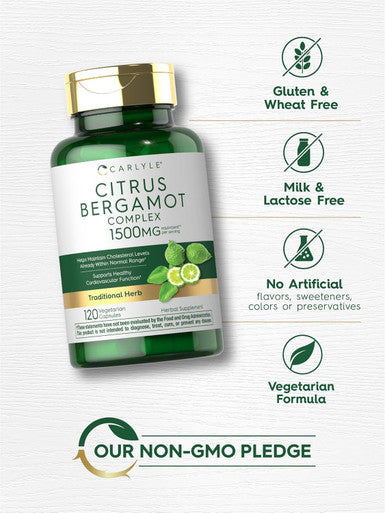 Carlyle Citrus Bergamot | 1500mg Complex | 120 Capsules | Non-GMO Gluten Supplement
