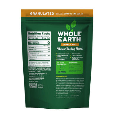 Whole Earth Sweetener Co. Allulose Baking Blend Granulated Plant-Based Sugar Tive 12 Ounces 0.75 Pound (Pack Of 1)