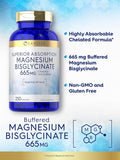 Carlyle Buffered Magnesium Bisglycinate 665 mg | 250 Capsules | Chelated Essential Mineral | Non-GMO and Gluten Supplement