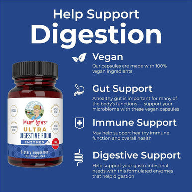 Maryruth Organics Ultra Digestive Enzymes Capsules | Up to 2 Month Supply | Supplement for Gut Health Support | Digestion & Immune Support with Amylase | Lipase & Lactase | Vegan | 60 Count