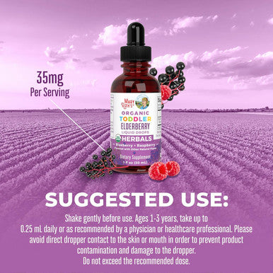 Maryruth Organics Toddler Elderberry Syrup USDA Organic Elderberry Sugar Kids Immune Support Supplement for Ages 1-3 Years Clean Label Project Verified Vegan Non-GMO Gluten 1 Fl Oz
