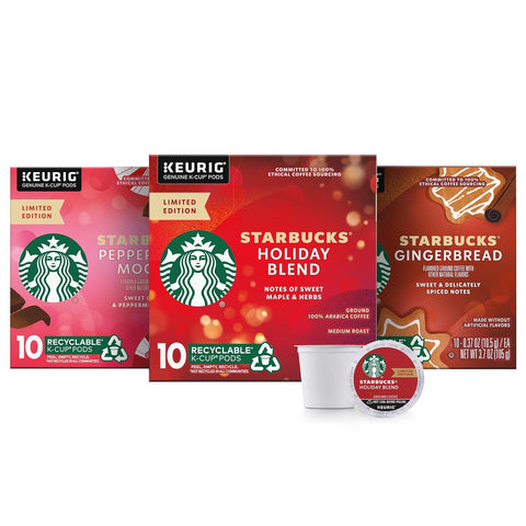Starbucks K-Cup Coffee Pods, Medium Roast Coffee for Keurig Brewers, Holiday Blend, 100% Arabica, Limited Holiday Edition, 1 Box (32 Pods)