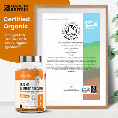 High Strength Turmeric & Black Pepper Capsules 2160Mg, 365 Caps/4 Months, Organic Turmeric Ginger & Black Pepper Capsules, Turmeric Curcumin Capsules (Not Tablets) Vitabright Tumeric Supplement Joints