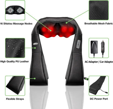 Cotsoco Shiatsu Back Neck And Shoulder Massager With Heat,Deep Tissue 3D Kneading Pillow, Electric Full Body Massager For Legs,Foot,Body Muscle Pain Relief,Gifts For Mom Dad