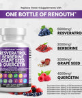 Resveratrol Berberine Grape Seed Quercetin Polyphenol Supplement 60 ct