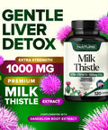 Built Nature Milk Thistle 1000Mg - Liver Detox Supplement With Silymarin Extract & Dandelion Root Gentle Herbal Liver Cleanse For Men & Women - Liver Health Support - Non-Gmo - 120 Veggie Capsules