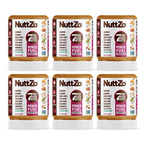 NuttZo Natural Power Fuel 7 Nuts and Seeds Butter, Crunchy, Paleo and Keto Friendly, Peanut and Gluten Free, Kosher, No Added Sugar or Oil, 12 oz Jar