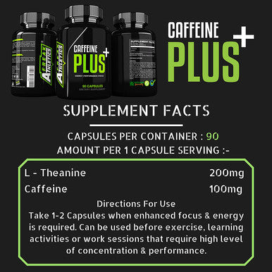 Caffeine Plus+ by Freak Athletics - Combining Caffeine 100mg, L-Theanine 200mg to Create The Ultimate Nootropic Supplement - Caffeine Tablets Made in The UK