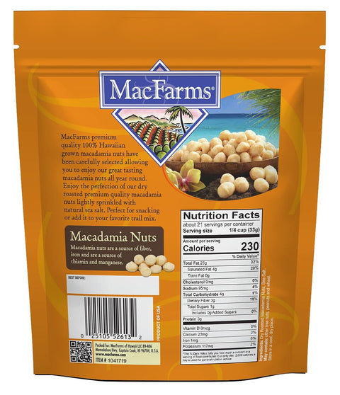 Macadamia Nuts MacFarms Dry Roasted Macadamia Nuts 24 OZ (1 Pack) Premium Roasted Nuts with Sea Salt Fresh From Hawaii Sea Salt Flavored Healthy Snack