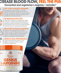 Genius L Arginine Powder Fermented LArginine Nitric Oxide Supplement Natural Muscle Builder NO Booster for Healthy Blood Pressure Protein Synthesis and Strength Building Lemon 30 Sv