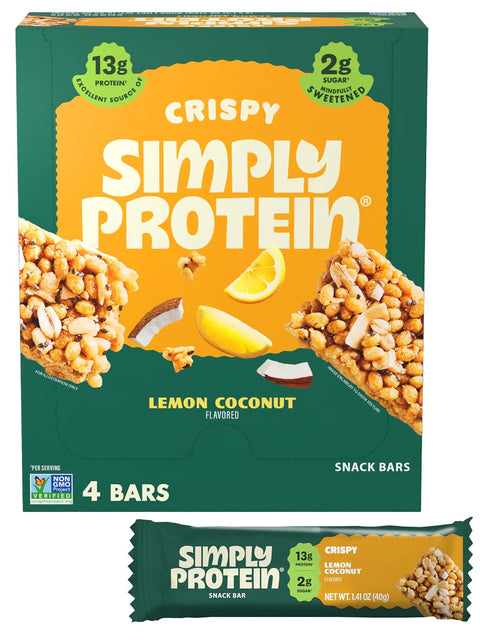 Simply Protein - Crispy Bars Variety Pack, Peanut Butter + Dark Chocolate Almond - Plant Based Protein Bars - 13g Protein, 2g Sugar, 7g Fiber - Vegan, Gluten Free, Non GMO - 16 Bars, 2 Boxes