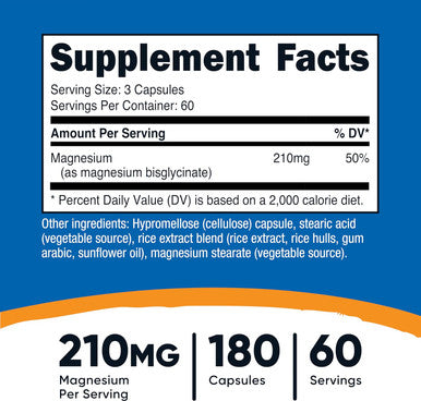 Nutricost Magnesium Glycinate Capsules (180 Capsules, 210 Mg Magnesium Glycinate Per Serving) - Magnesium Glycinate Supplement For Gentle Absorption