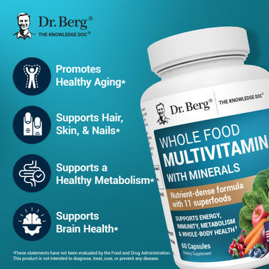 Dr Berg Nutritionals Whole Food Multivitamin With Minerals 60 Capsules