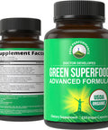 Organic Super Greens 150 Capsules - Green Juice Superfood Supplement With 25 All Natural Organic Ingredients. Max Energy And Deto