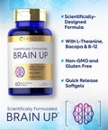 Carlyle Brain Up Supplement | 60 Softgels | with L-Theanine Bacopa & B-12 | Non-GMO Gluten