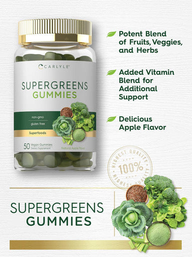 Carlyle Supergreens Gummies | Vegan Non-GMO and Gluten Supplement