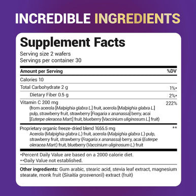Dr. Berg Chewable Vitamin C Complex Made with Organic Non GMO Berries 60 Delicious Wafers