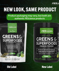 Pescience Greens Powder Superfood With Natural Chlorophyll Reishi & Turkey Tail Mushroom Powders ze-Dried Kale Spinach Broccoli Sprouts Original Flavor 30 Servings