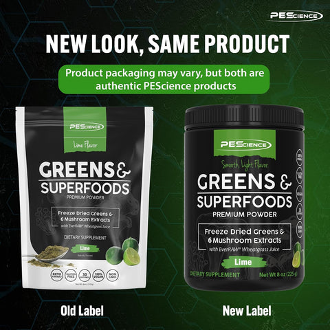 Pescience Greens Powder Superfood With Natural Chlorophyll Reishi & Turkey Tail Mushroom Powders ze-Dried Kale Spinach Broccoli Sprouts Original Flavor 30 Servings