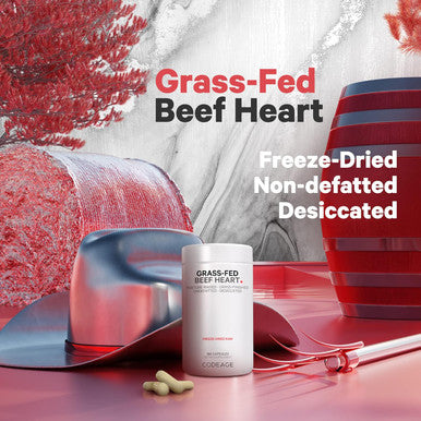 Codeage Grass Fed Beef Heart Supplement - ze Dried Non-Defatted Desiccated Beef Heart Glandular Supplements - Bovine Meat & Liver Pills - Beef Vitamins for Heart - Non-GMO -180 Capsules