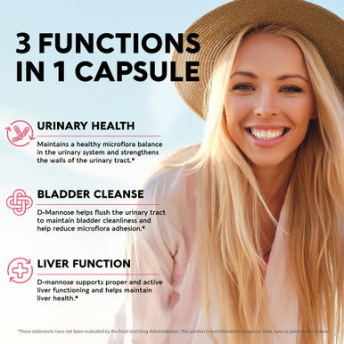 NUTRAHARMONY D-Mannose 2000Mg Capsules - 3-In-1 Urinary Tract Health Supplement - Natural Bladder, Liver & Digestive Support With Cranberry & Hibiscus Flower - Made In Usa - For Women & Men - 120 Vegan Pills