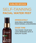 L'Oreal Paris Sublime Bronze Self Tanning Facial Mist Water-Based Formula Coconut Water & Vitamin E 3 Fl. Oz
