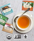 Numi Organic Tea Variety Pack 18 Count Box of Tea Bags (Pack of 4) Aged Earl Grey Breakfast Blend Jasmine Green & Moroccan Mint (Packaging May Vary)