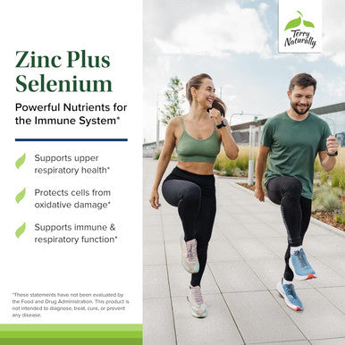Terry Naturally Zinc Plus Selenium - 60 Capsules - Immune Support, Respiratory Function, Cellular Protection - Non-Gmo, Vegan - 60 Servings