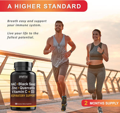 Nac 600Mg Black Seed 500Mg Zinc Picolinate Quercetin Vitamin C Vitamin D3 Respiratory Support (Pack Of 1 Bottle At 120-Caps)
