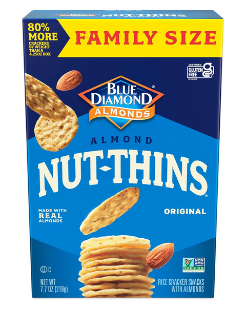 Blue Diamond Almonds NutThins Gluten Cracker Crisps Hint Of Sea Salt Family Size Sea Salt 7.7 oz (Pack of 1)