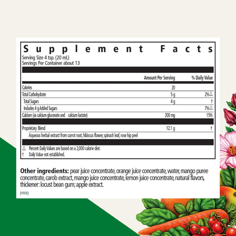 Floradix Calcium Liquid Supplement - Supports Strong Bones & Teeth - Calcium Gluconate & Lactate - Gentle To Digest & Easily Absorbed - Vegan Non-Gmo 8.5 Fl Oz