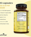 NutriRise Vitamin K2 + D3 Supplement with Calcium & BioPerine - Shine & Flow - 120ct - 5000 IU: Gluten-Free, Immune & Energy Support, Vegetarian Capsules to Promote Bone Health & Joint Comfort