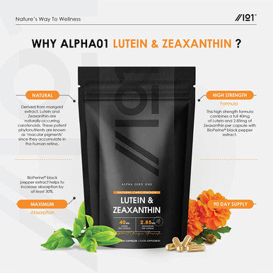 Lutein & Zeaxanthin with BioPerineAÃƒâ€šÃ‚Â® - Natural Carotenoids from Marigold Extract - 40mg Lutein 2.85mg Zeaxanthin - Non GMO, Halal - 90 Vegan Capsules