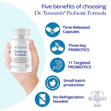 Dr. Tennant'S Probiotic Formula W/Prebiotics To Ensure Viability, Time-Release & Acid Resistant Capsules, 30B Cfus, Vegetarian