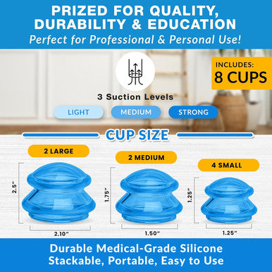 8 Cups Silicone Cupping Therapy Set Professional Massage Cupping Cups For Cupping Therapy Cupping Kit For Massage, Myofascial Release, Cellulite Reduction (Lure Blue)