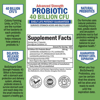 Bio Schwartz Probiotic 40 Billion CFU Supplement 60 Count