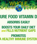 Whole Earth Sea from Natural Factors Vitamin D3 5000 IU 125 mcg Whole Food Supplement Vegan 60 Capsules 60 Servings