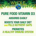 Whole Earth Sea from Natural Factors Vitamin D3 5000 IU 125 mcg Whole Food Supplement Vegan 60 Capsules 60 Servings