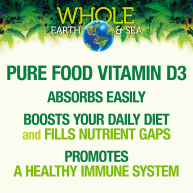 Whole Earth Sea from Natural Factors Vitamin D3 5000 IU 125 mcg Whole Food Supplement Vegan 60 Capsules 60 Servings