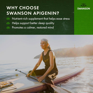 Swanson Apigenin Supplement 50mg capsules (90 count) Helps Promote Sleep Stress Relief & Overall Men's Health (Packaging May Vary)