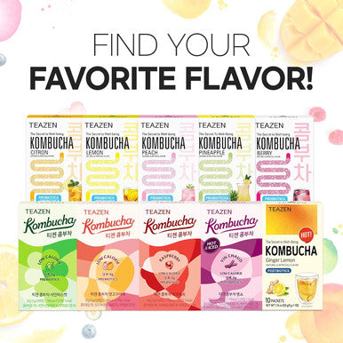 Teazen Kombucha Lemon Ginger Mulled Wine Flavor 2 Pack with Classic Eco Bottle (Kombucha Powder 40 Sticks Eco Bottle 1EA x 11.8oz)