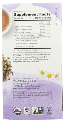 Numi Organic Sweet Slumber Herbal Tea 16 CT