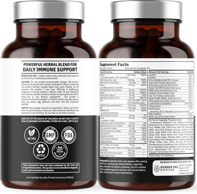 N1N Premium Plant Based Multivitamin [42 Powerful Ingredients] Men & Women Daily Multivitamins With Raw Veggies And Fruits, Probiotics, Alfalfa, Echinacea, Spirulina And Digestive Enzymes, 90 Tablets